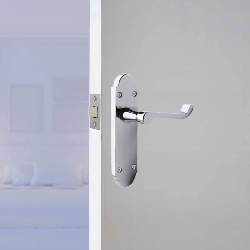 Silver Door Handles Interior Door Handles - Victorian Scroll Polished Chrome 4