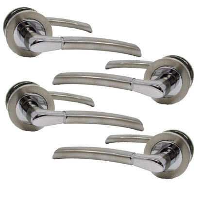 Epsom Door Handle Internal Chrome & Satin Duo Door Handles- 4 sets