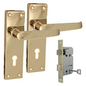 Brass Door Handles Interior Door Lock Handles - Victorian Straight Lock Handles+