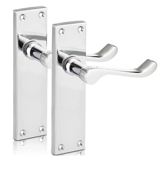 Modern Victorian Chrome Door Handles, Victorian Scroll Lever Latch Door Handles1