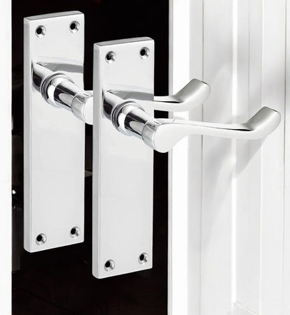 Modern Victorian Chrome Door Handles, Victorian Scroll Lever Latch Door Handles1