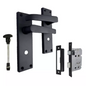 Victorian Straight Matt Black Bathroom Interior Door Handles+Bathroom SASH Lock2