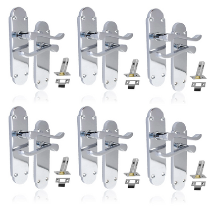 Silver Door Handles Interior Door Handles - Victorian Scroll Polished Chrome x6+