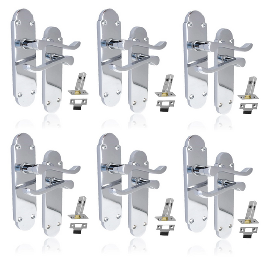 Silver Door Handles Interior Door Handles - Victorian Scroll Polished Chrome x6+