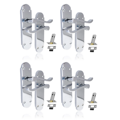 Silver Door Handles Interior Door Handles - Victorian Scroll Polished Chrome x4+