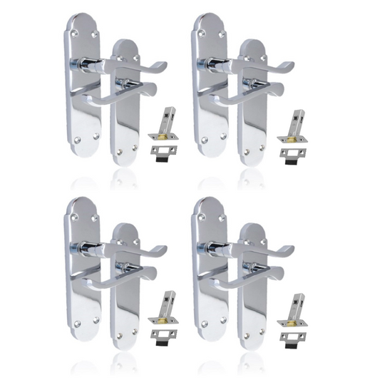 Silver Door Handles Interior Door Handles - Victorian Scroll Polished Chrome x4+