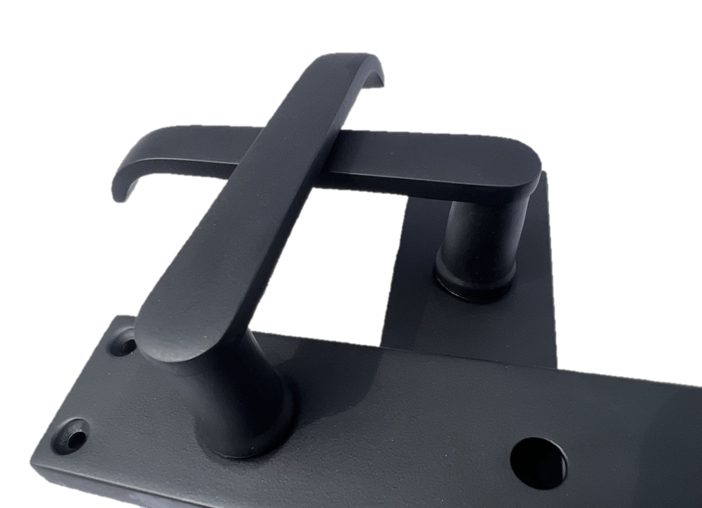 Victorian Straight Matt Black Bathroom Interior Door Handles+Bathroom SASH Lock2