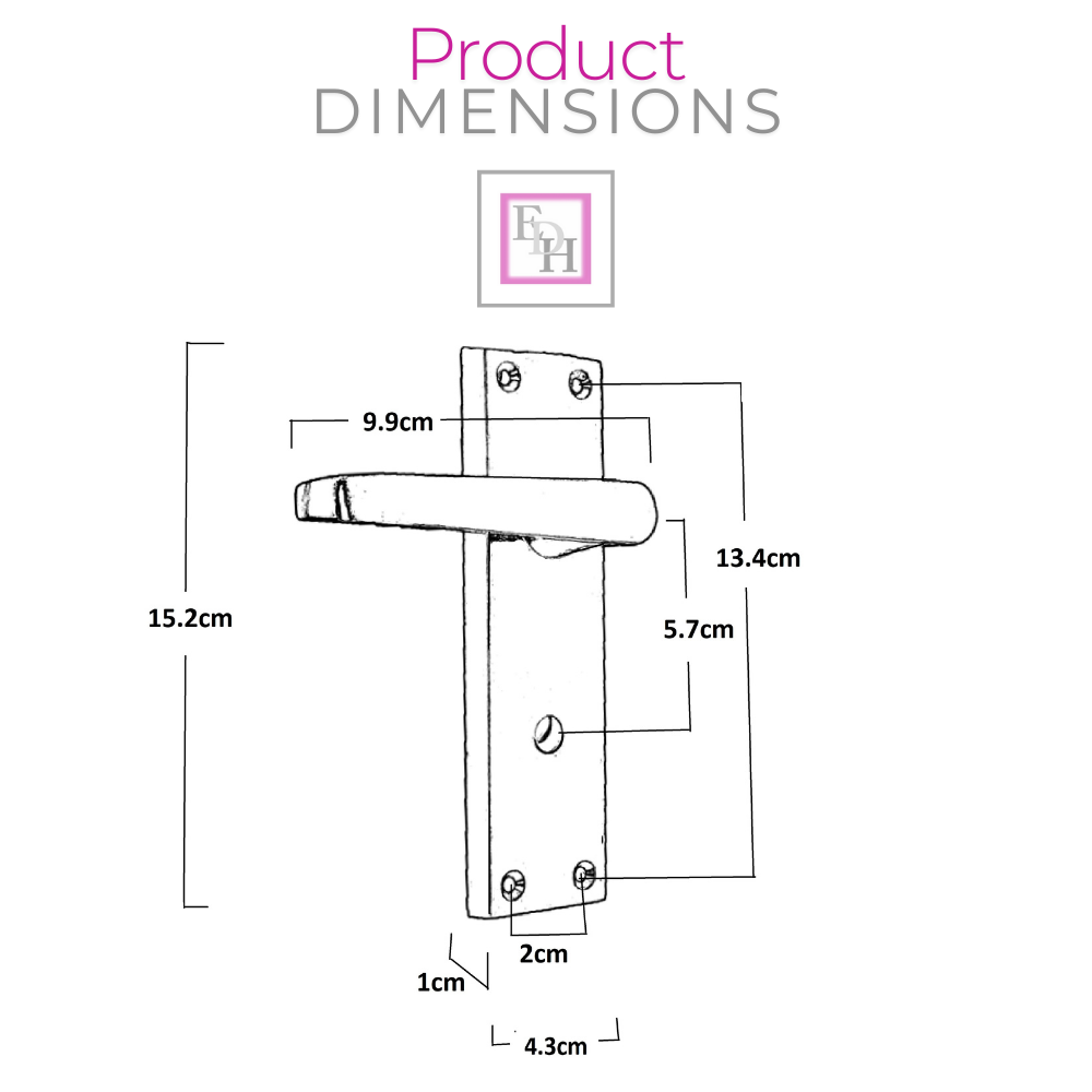 Victorian Straight Matt Black Bathroom Interior Door Handles+Bathroom SASH Lock2