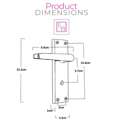Victorian Straight Matt Black Bathroom Interior Door Handles+Bathroom SASH Lock2
