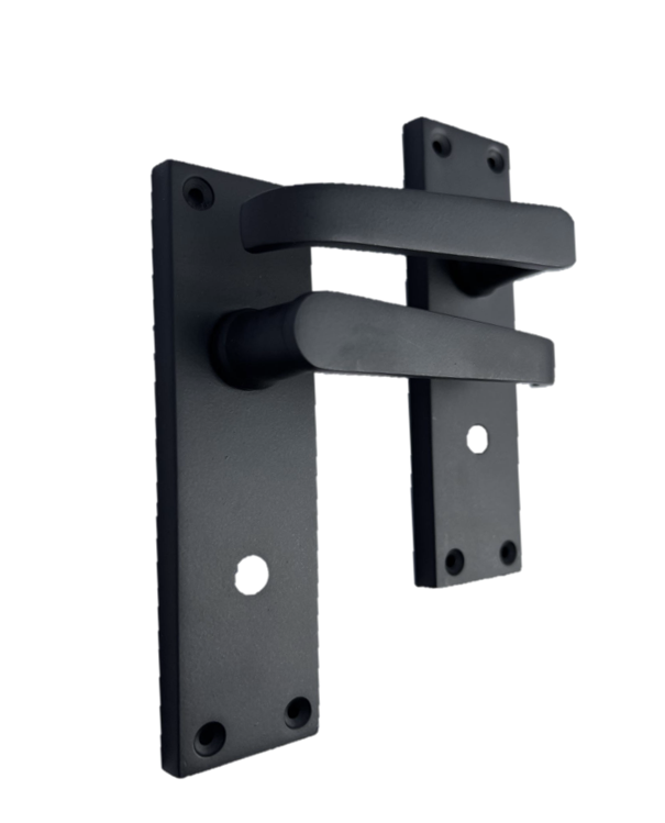 Victorian Straight Matt Black Bathroom Interior Door Handles+Bathroom SASH Lock2