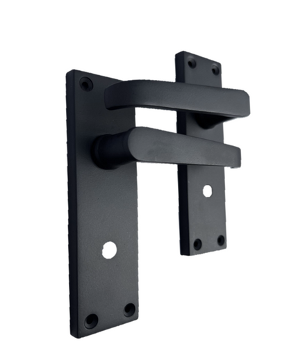 Victorian Straight Matt Black Bathroom Interior Door Handles+Bathroom SASH Lock2