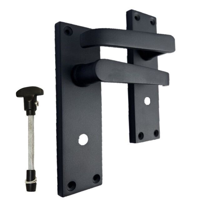 Victorian Straight Matt Black Bathroom Interior Door Handles+Bathroom SASH Lock2