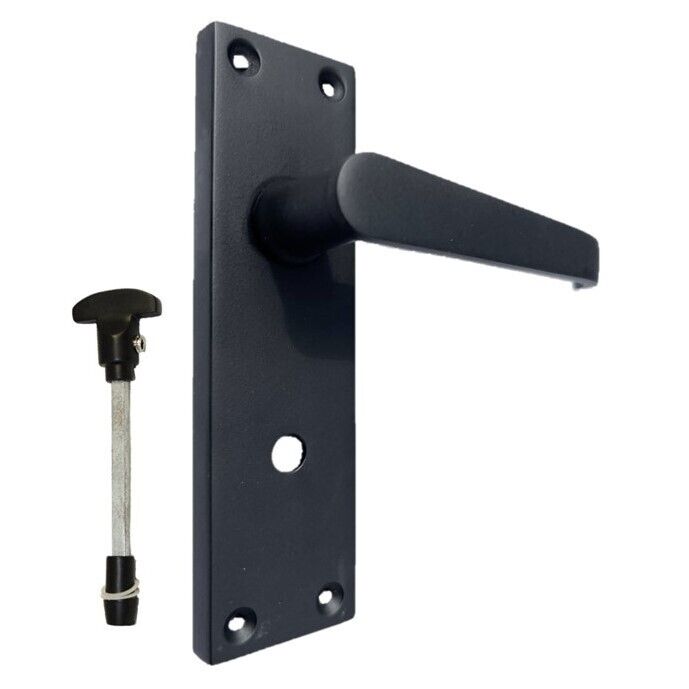 Victorian Straight Matt Black Bathroom Interior Door Handles+Bathroom SASH Lock2
