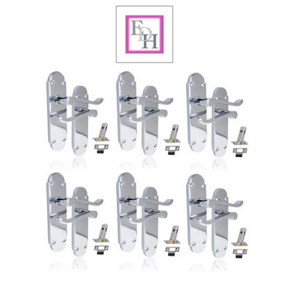 Silver Door Handles Interior Door Handles - Victorian Scroll Polished Chrome x6+