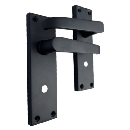 Victorian Straight Matt Black Bathroom Interior Door Handles+Bathroom SASH Lock2