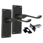 Matt Black Victorian Scroll Door Handle Modern Matt Black + Tubular Latch