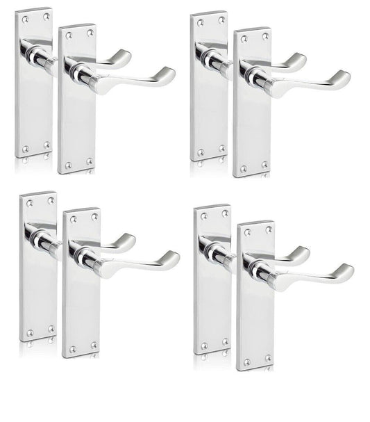 Modern Victorian Chrome Door Handles, Victorian Scroll Lever Latch Door Handles4