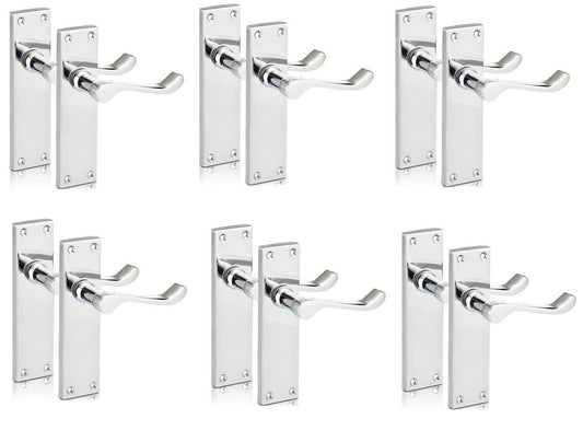 Modern Victorian Chrome Door Handles, Victorian Scroll Lever Latch Door Handles6
