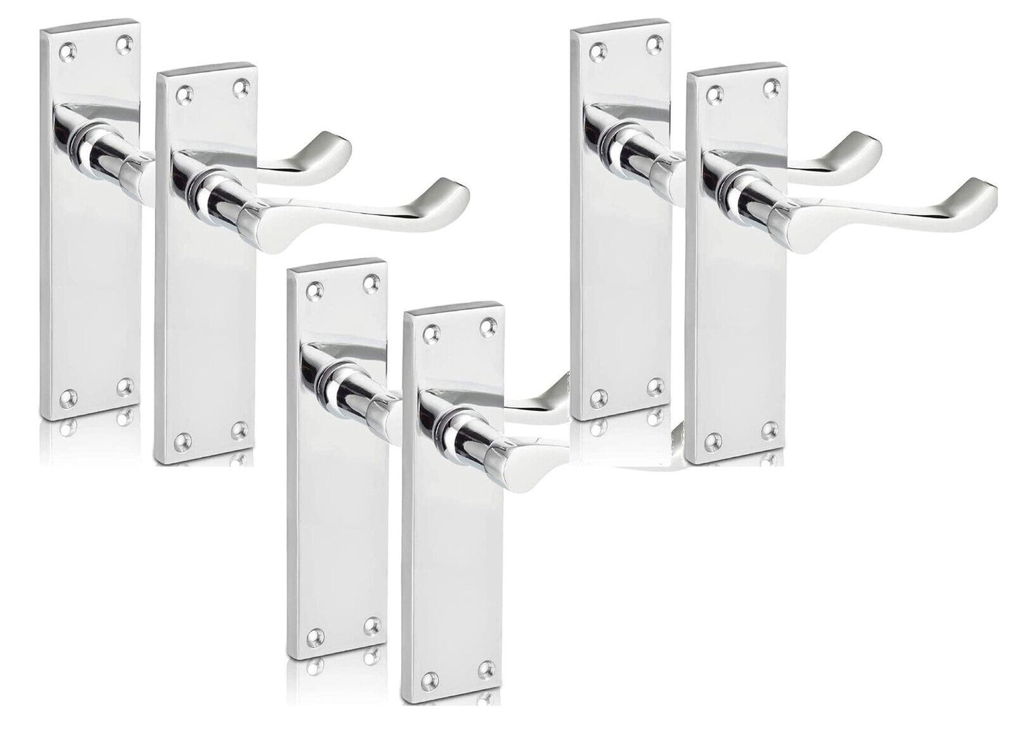 Modern Victorian Chrome Door Handles, Victorian Scroll Lever Latch Door Handles6