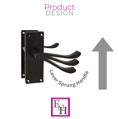 Matt Black Victorian Scroll Door Handle Lever Latch, Modern Handle + Latch x 6