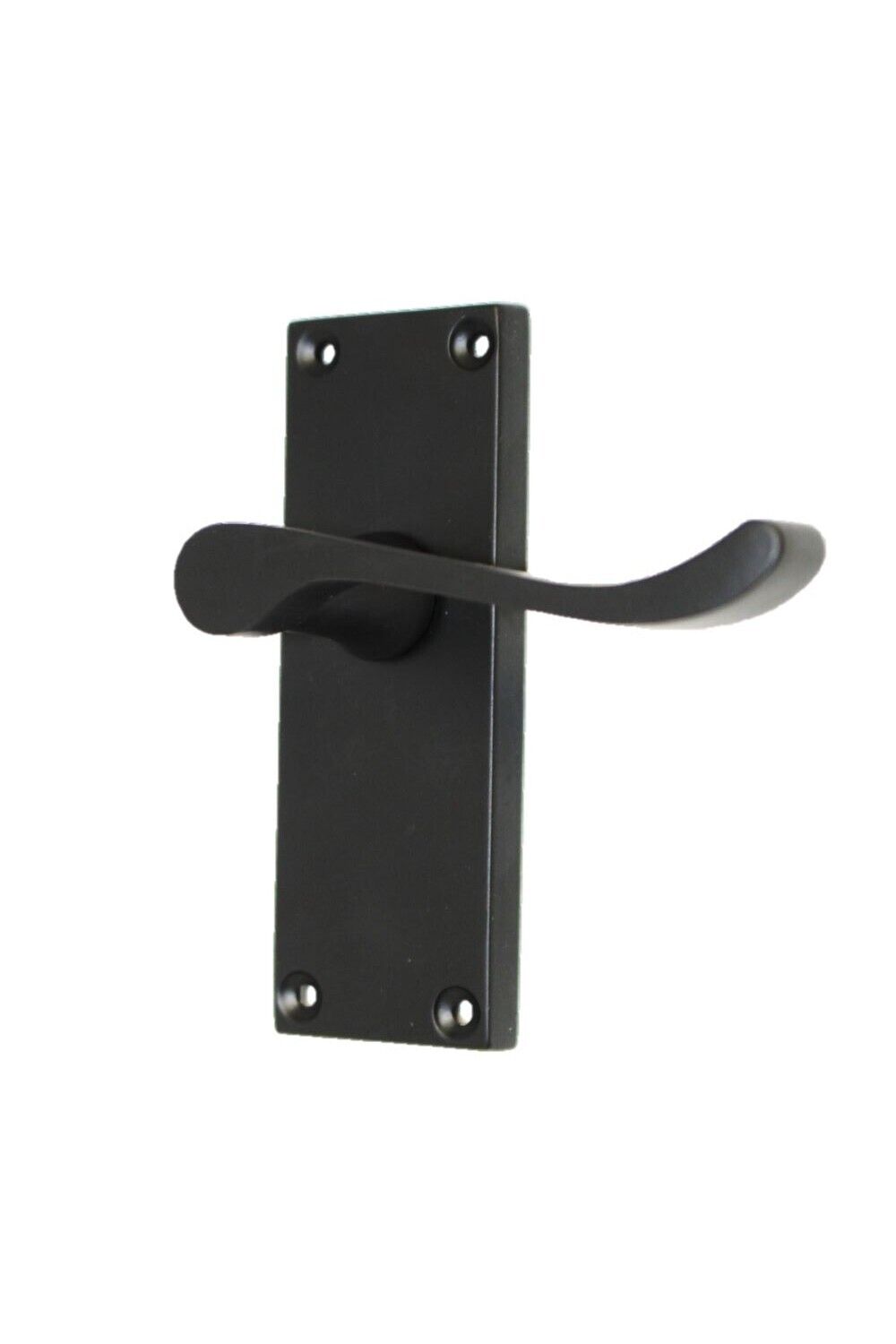 Matt Black Victorian Scroll Door Handle Lever Latch, Modern Handle + Latch x 6
