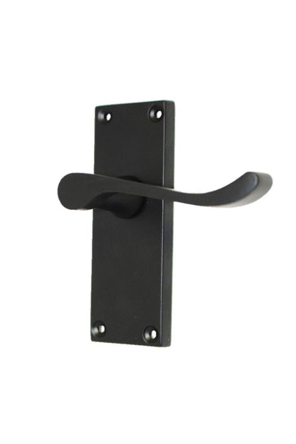 Matt Black Victorian Scroll Door Handle Lever Latch, Modern Handle + Latch x 6