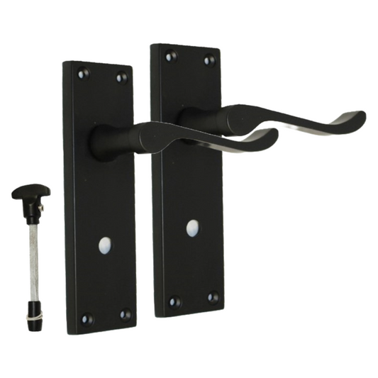 Victorian Black Bathroom Door Handle Set - 1 Pair Classic Black Interior Door