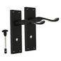 Victorian Black Bathroom Door Handle Set - 1 Pair Classic Black Interior Door