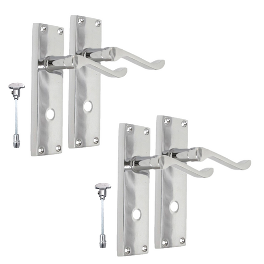 Chrome Bathroom Victorian Style Door Handle Privacy Lock 2 Pairs
