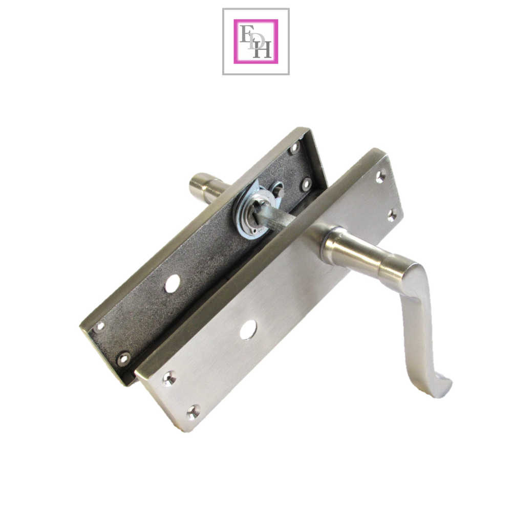 Victorian Style Satin Bathroom Door Handle with Privacy Lock + Bathroom Sash Lock, 1 Pair