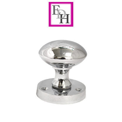 Polished Chrome Round Door Knob Set Including Tubular Latch - Victorian Style