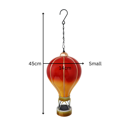 Small Flame Red Solar Hot Air Balloon – Outdoor Hanging LED Light for Garden
