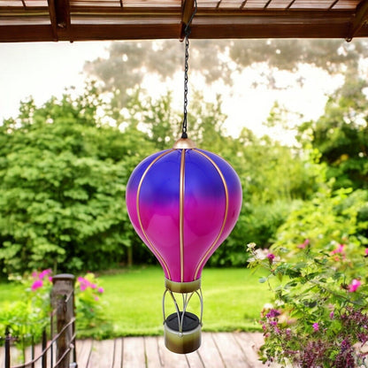 Large Violet Solar Hot Air Balloon – Outdoor Hanging LED Light for Garden+ Patio