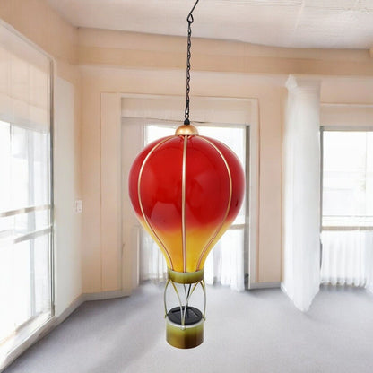 Large Flame Red Solar Hot Air Balloon – Outdoor Hanging LED Light for Garden