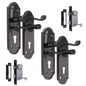 Askworth Black Nickel Internal Lock Door Handle Set + 3 Lever MORTICE SASH Lock