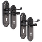 Askworth Door Handle Set – Black Nickel Internal Lock Door Handles 170mm x 48mm