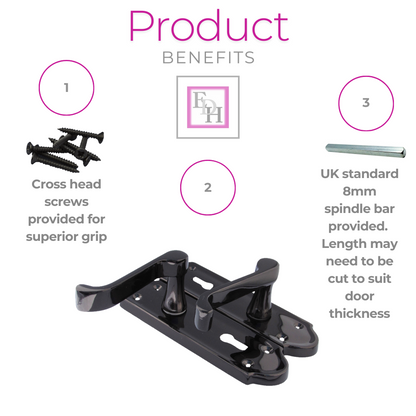 Askworth Door Handle Set – Black Nickel Internal Lock Door Handles 170mm x 48mm