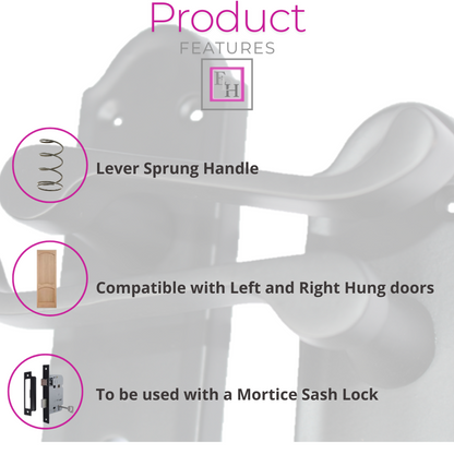 Askworth Door Handle Set – Black Nickel Internal Lock Door Handles 170mm x 48mm