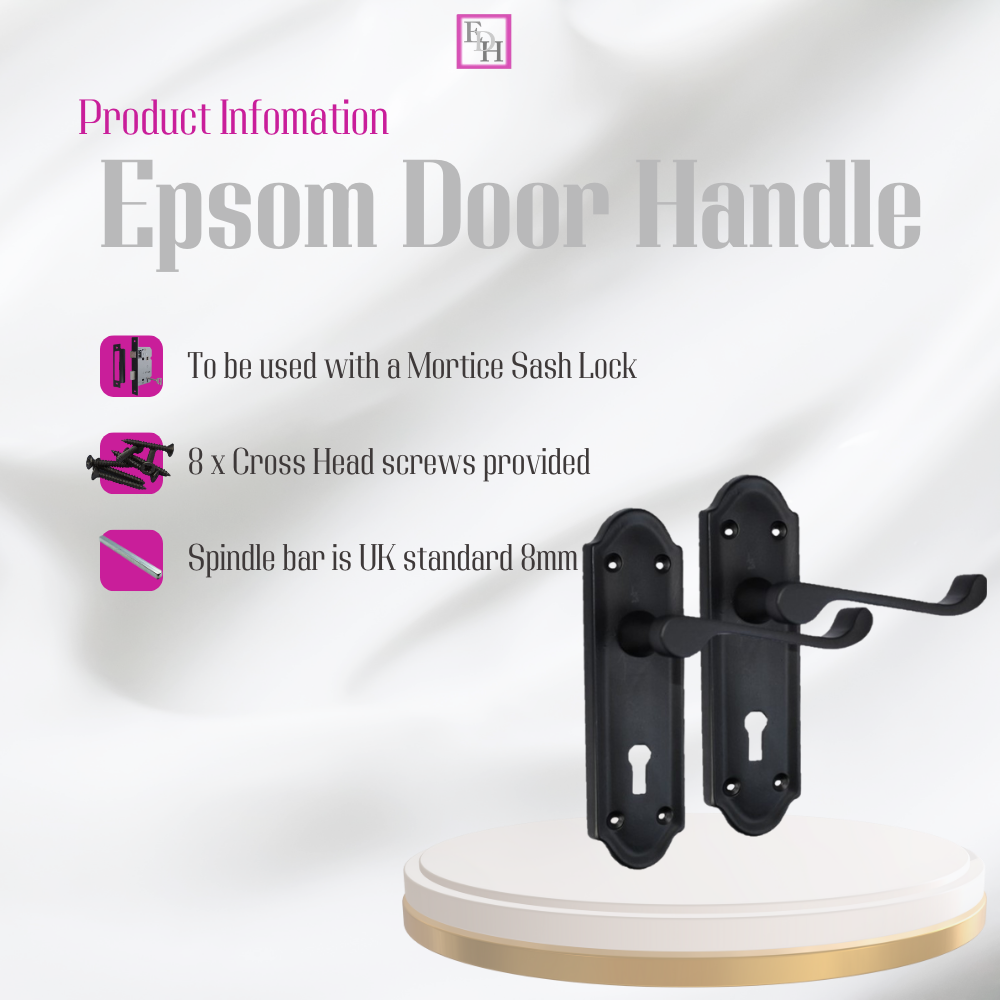 Askworth Matt Black Internal Lock Door Handles+ 3 Lever Mortice Sash Lock-170mm