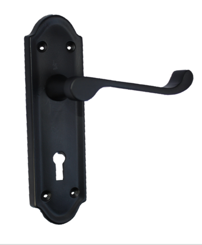 Askworth Matt Black Internal Lock Door Handles+ 3 Lever Mortice Sash Lock-170mm