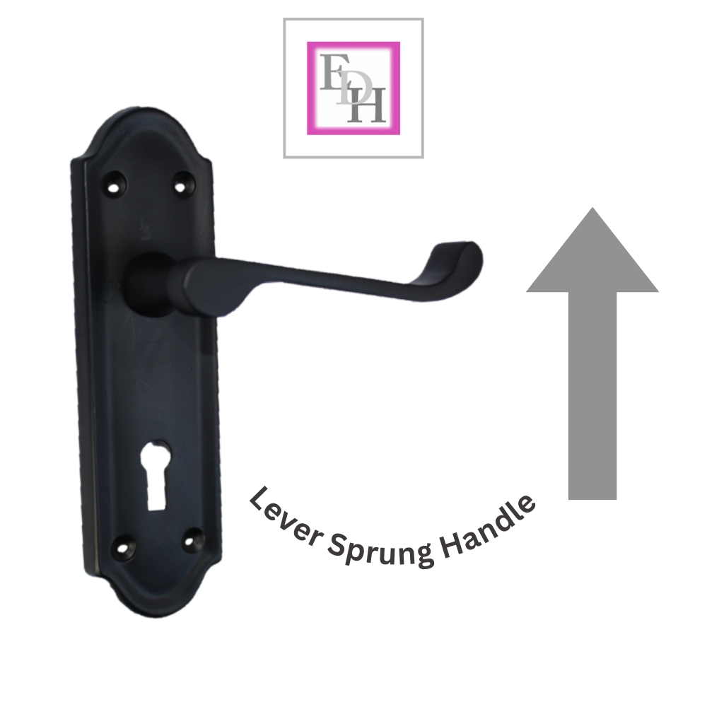 Askworth Matt Black Internal Lock Door Handles+ 3 Lever Mortice Sash Lock-170mm