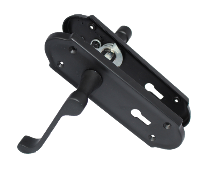 Askworth Matt Black Internal Lock Door Handles+ 3 Lever Mortice Sash Lock-170mm