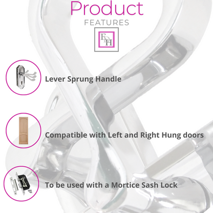 Ashford Victorian Scroll Door Handles – Polished Chrome Internal Lock Handle Set