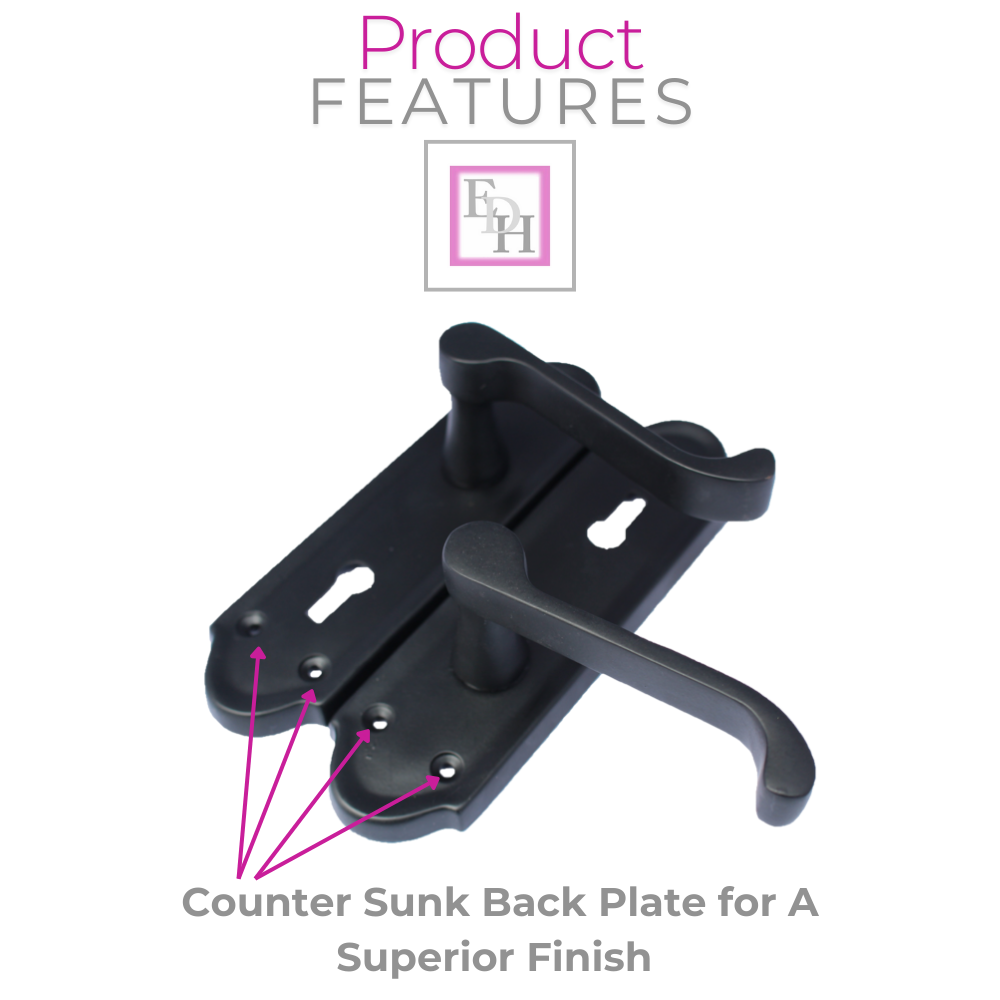 Askworth Matt Black Internal Lock Door Handles+ 3 Lever Mortice Sash Lock-170mm