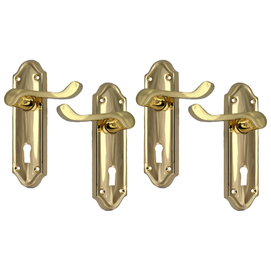 Brass Internal Door Handle Set – Polished Brass Plated Lock Door Handles 170mm