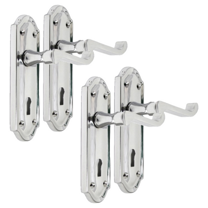 Polished Chrome Lock Door Handles Ashford Ashworth Victorian Scroll Door 170mm