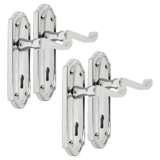 Polished Chrome Lock Door Handles Ashford Ashworth Victorian Scroll Door 170mm