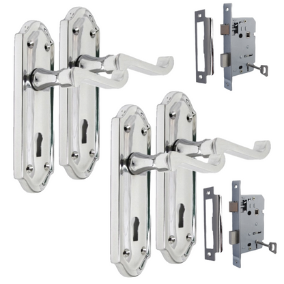 Ashford Victorian Scroll Door Handles – Polished Chrome Internal Lock Handle Set
