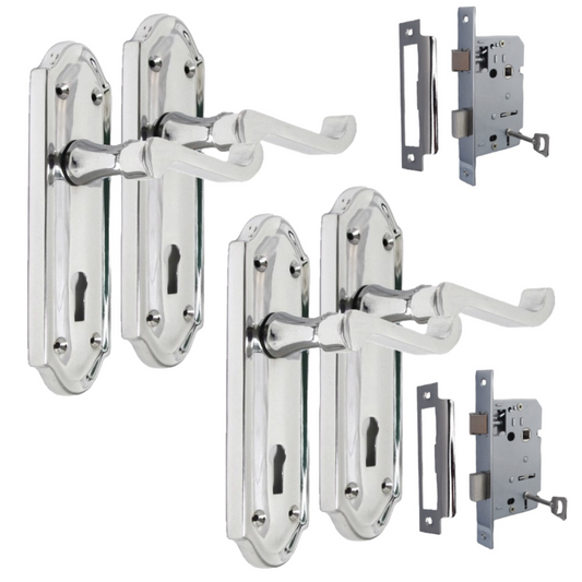 Ashford Victorian Scroll Door Handles – Polished Chrome Internal Lock Handle Set
