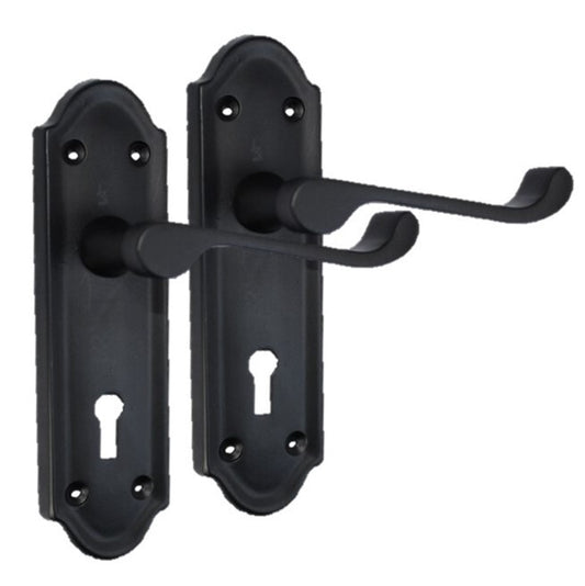 Askworth Door Handle Set – Matt Black Internal Lock Door Handles 170mm x 48mm